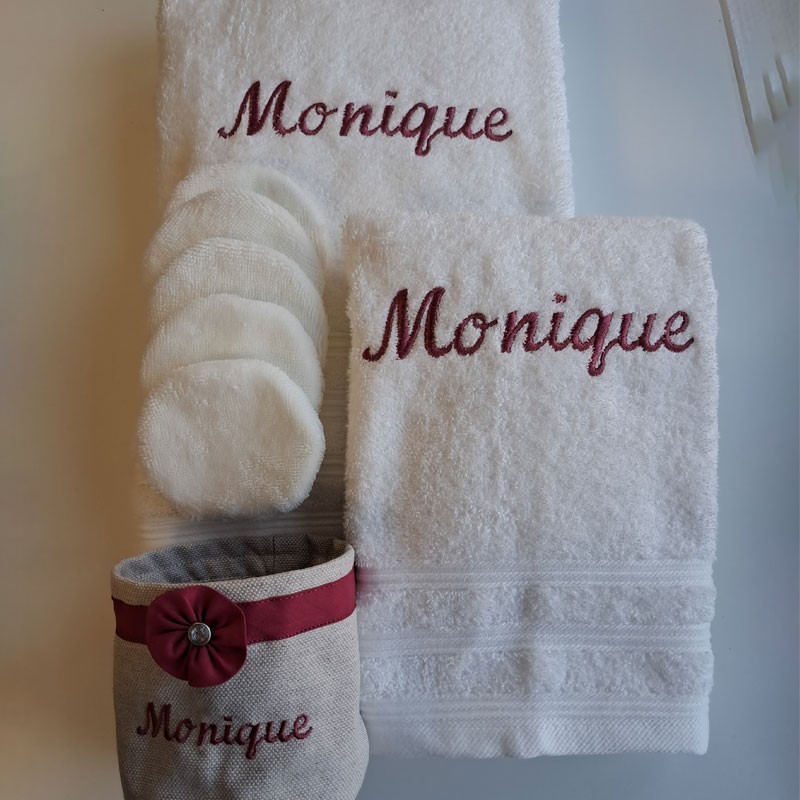 Coffret Serviettes et panier coutons, personnalisé avec un prénom