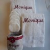Coffret Serviettes et panier coutons, personnalisé avec un prénom